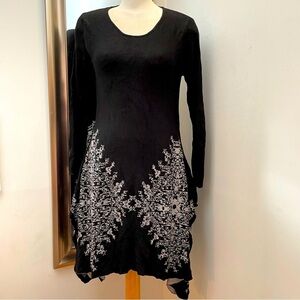 NWT black & grey knit dress with handkerchief hem.